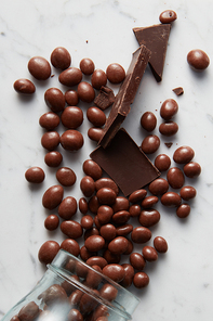 background chocolate balls on a marble background
