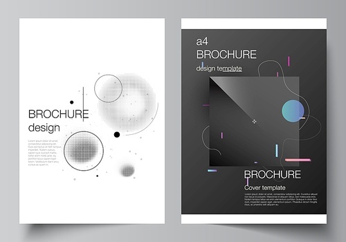 Vector layout of A4 format cover mockups design templates for brochure, flyer layout, booklet, cover design, book design, brochure cover. Tech science future background, space astronomy concept
