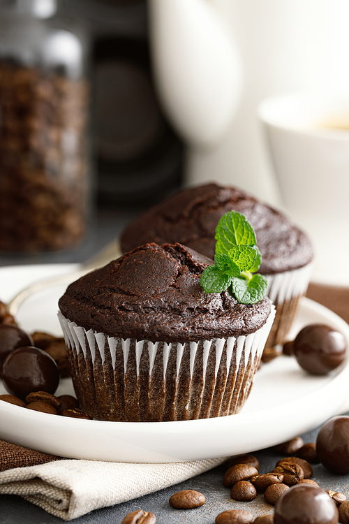 Coffee chocolate muffins for breakfast