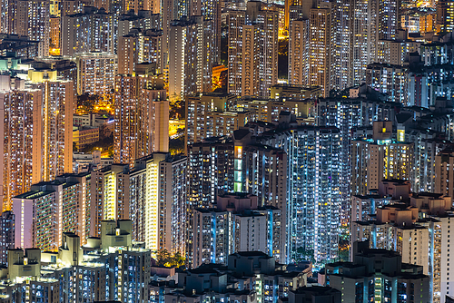 Night of Hong Kong cityscape, skyscraper in Hong Kong