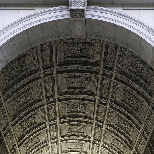 Architectural  ceiling details of Washington Square Arch, Washington Square Park, Greenwich Village, Lower Manhattan, New York City, New York State, USA