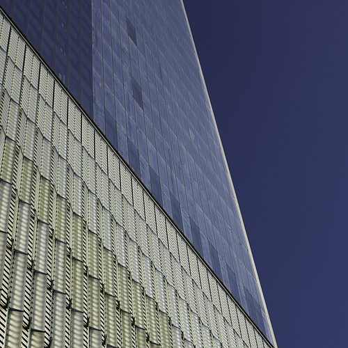 Low angle view of exterior faade, One World Trade Center, Lower Manhattan, New York City, New York State, USA