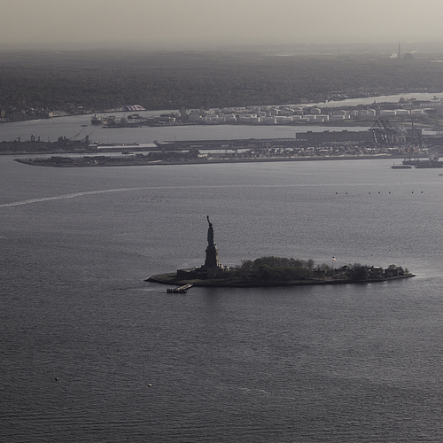 Aerial view of Statue of Liberty, Liberty Island, New York City, New York State, USA