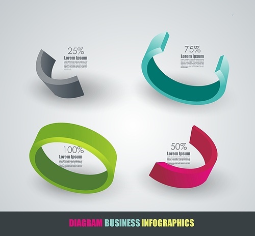 Modern  design 3d Diagram template. Can be used for circular infographics,  percent report and  workflow layout.