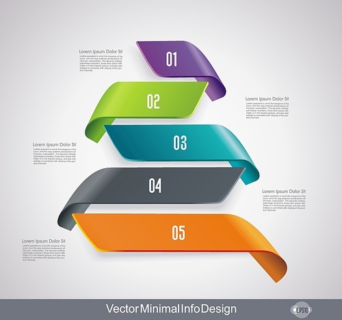 Business Design Template with bright 3d ribbones. Can be used for step lines, number levels, timeline, diagram, web design.
