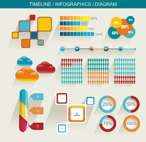 Business Design Template Set elements of infographics, timeline, diagram, web design.