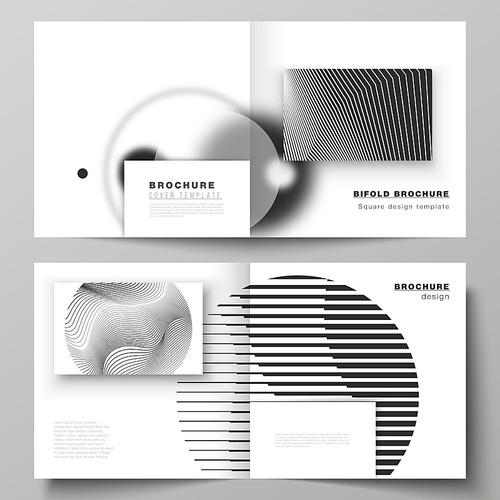 Vector layout of two covers templates for square design bifold brochure, flyer, booklet. Geometric abstract technology background, futuristic science and technology concept for minimalistic design.