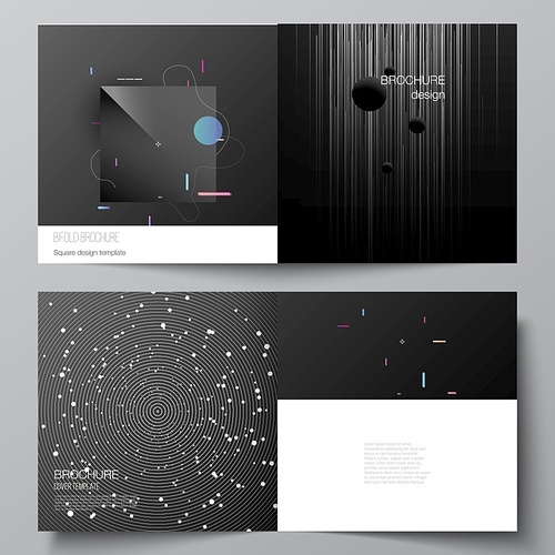 Vector layout of two covers templates for square design bifold brochure, flyer, magazine, cover design, book design, brochure cover. Tech science future background, space astronomy concept