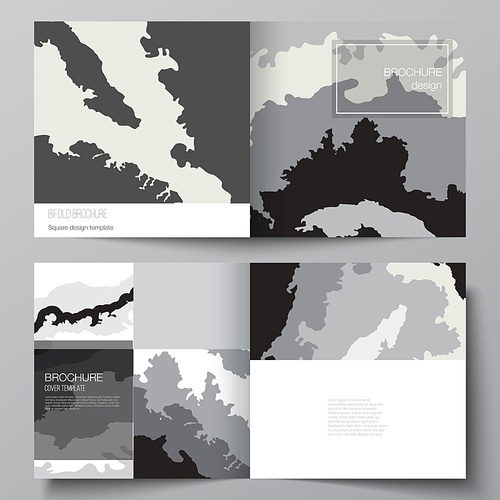 Vector layout of two covers templates for square design bifold brochure, flyer, magazine, cover design, book design, brochure cover. Landscape background decoration, halftone pattern grunge texture