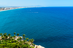 Aerial View Over Mediterranean Sea In Spain With Peniscola City In Sight