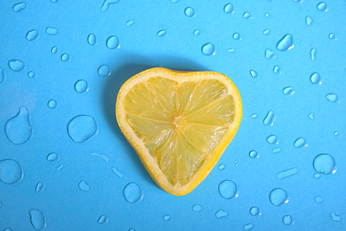 Heart shape of Lemon slice and  drops