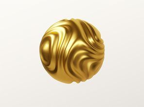Golden metal organic shape 3d sphere isolated on white . Trend design for web pages, posters, flyers, booklets, magazine covers, presentations. Vector illustration EPS10