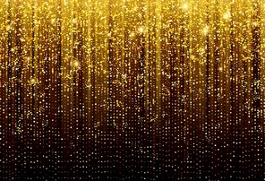 Black Background with falling golden sparkles glitter. Background for decoration festive design. Vector illustration EPS10