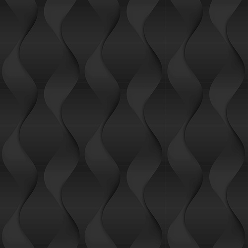 Black seamless texture. Wavy background. Interior wall decoration. Vector interior wall panel pattern. Vector black background of abstract waves