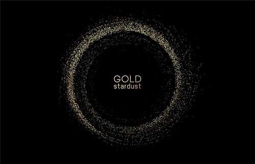 Abstract shiny color gold design element with glitter effect on dark background. Fashion sequins for voucher, website and advertising design