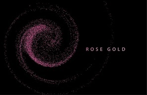 Abstract shiny color rose gold design element with glitter effect on dark background. Fashion sequins for voucher, website and advertising design