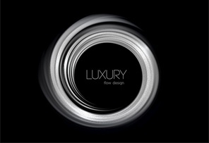 Abstract shiny color silver swirl design element on dark background. Fashion motion flow design for voucher, website and advertising design for cosmetic gift voucher