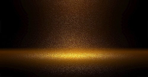 Luxury Gold glitter particles on black background. Golden glowing lights magic effects. Glow sparkles, vector illustration. Glitz dust