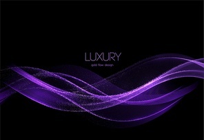 Abstract shiny color purple gold wave design element on dark background. Fashion motion flow design for voucher, website and advertising design. for cosmetic gift voucher