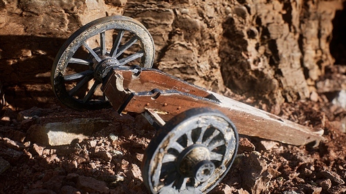 ancient historic gun in the stone canyon