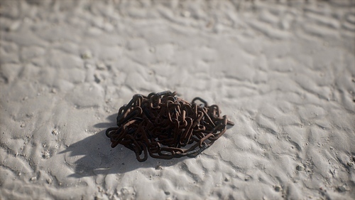 Vintage rusty hand-made iron chain