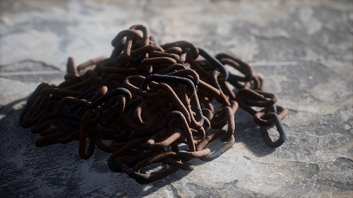 Vintage rusty hand-made iron chain