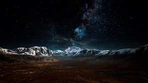 himalaya mountain with star in night time