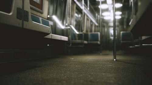 Inside of New York Subway empty car