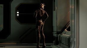 futurictic astronaut in the space station. realistic sci-fi animation