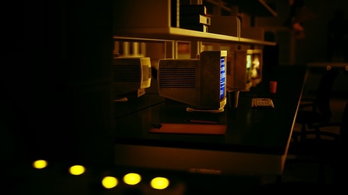 old dark vintage computing laboratory