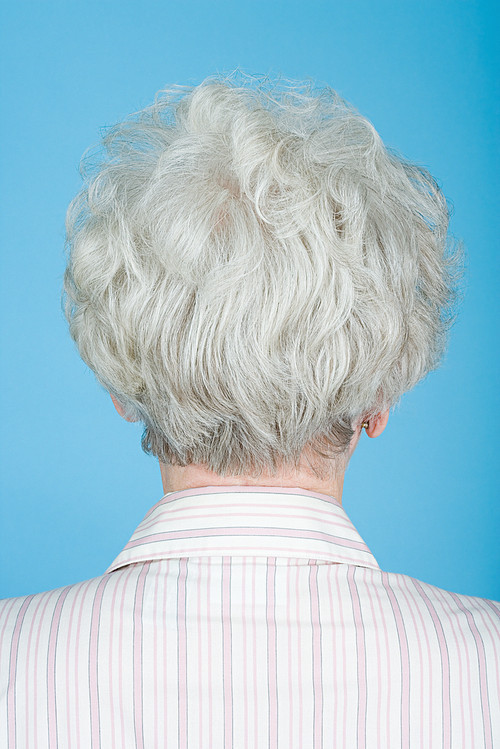 Rear view of senior woman
