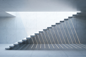 modern staircase in concrete interior, 3d rendering