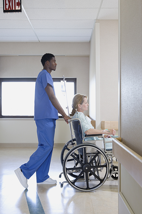 Nurse with patient in wheelchair