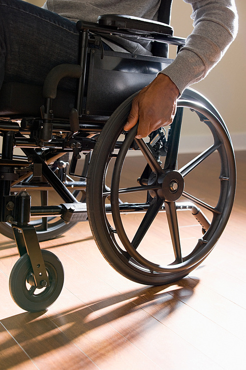 Close up of a disabled man in a wheelchair