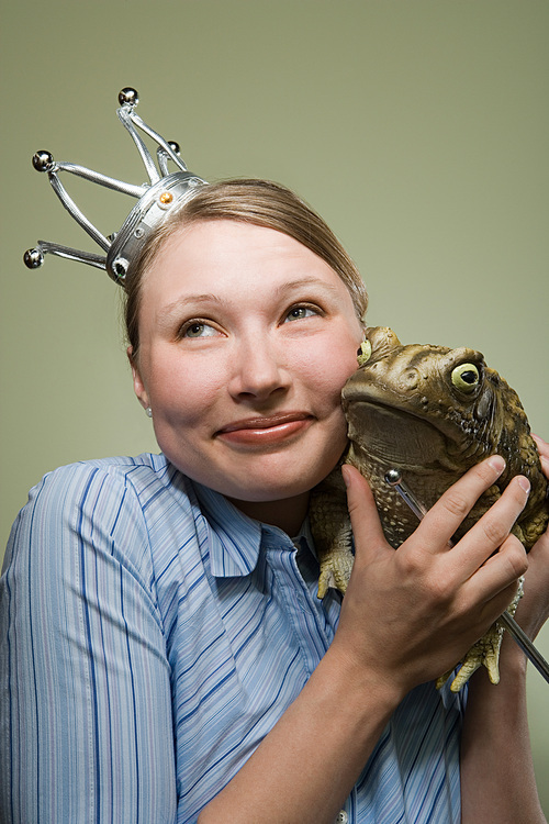 Office worker and frog