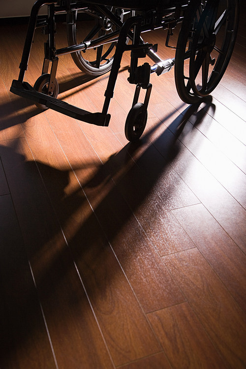 Wheelchair on a wooden floor