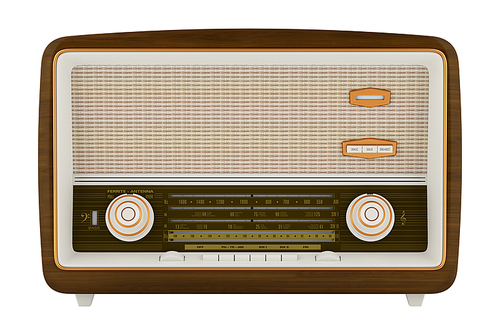 vintage radio isolated on white. 3d illustration