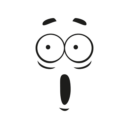 Surprised face expression isolated excited emoticon. Vector astonished emoji, wondering feeling