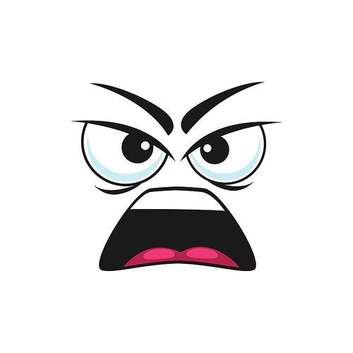 Shouting smiley with wide open mouth isolated screaming character. Vector angry emoji face, shocked emoticon in bad mood. Frightened character, horror face expression, crazy screaming emoticon