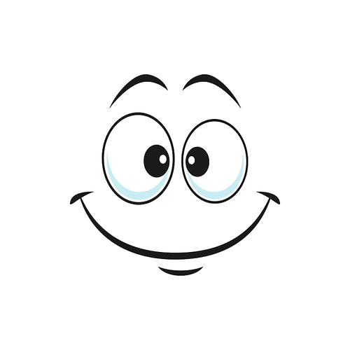 Satisfied emoji laughing head, world smile day symbol isolated support center bot avatar with kind smile. Vector happy smiley with laughing mouth, emoticon emoji chatbot in good mood,  art