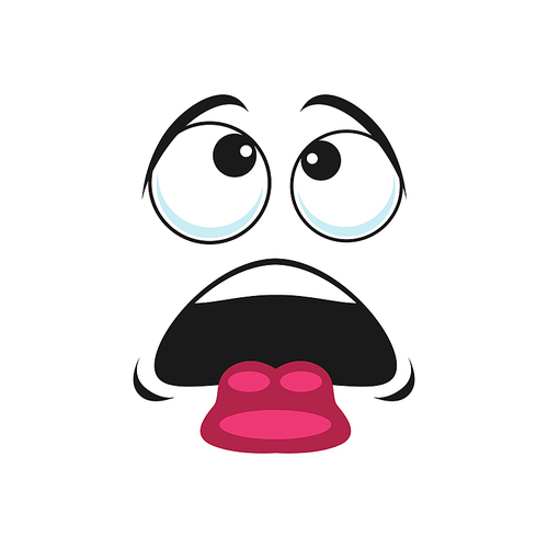 Tired emoticon shows tongue after workout isolated icon. Vector burnout emoticon, exhausted face expression. Indifferent emoji, fatigue comic smiley head. No energy avatar with tongue out of mouth