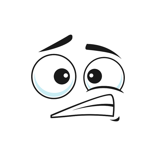 Cartoon face vector embarrassment or discomfiture emoji, funny facial expression, stress feelings. Comic oops emotion, clumsiness isolated on white 