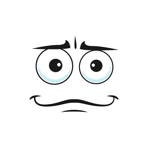 Uninterested or disinterested incurious emoji not expressing any facial emotion isolated. Vector apathetic emoticon with indifferent face, disbelief emoticon expression, bored sad mood character