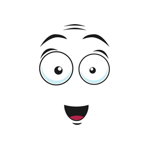 Shocked, scared or surprised smiley, afraid or terrified emoji isolated icon. Vector worried, unsure or amazed emoticon with open mouth and big eyes. Emoticon looking astonished or amazed