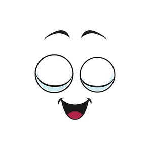 Cartoon face vector icon, funny emoji with smile and close eyes. Calm or relaxed facial expression, positive feelings isolated on white 