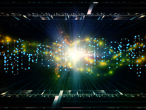 Virtual network, light and fractal element composition on the subject of digital communication, internet and future technologies