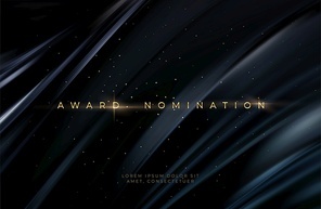 Awarding the nomination ceremony luxury black wavy background with golden glitter sparkles. Vector background EPS10