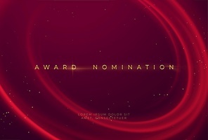 Award nomination ceremony with luxurious red wavy background with gold glitter and sparkle. Vector illustration EPS10