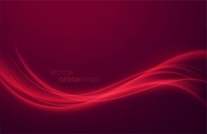 Abstract shiny color red wave design element with on dark background. Vector illustration EPS10
