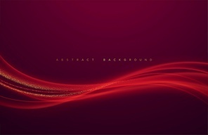 Abstract shiny color red wave design element with on dark background. Vector illustration EPS10